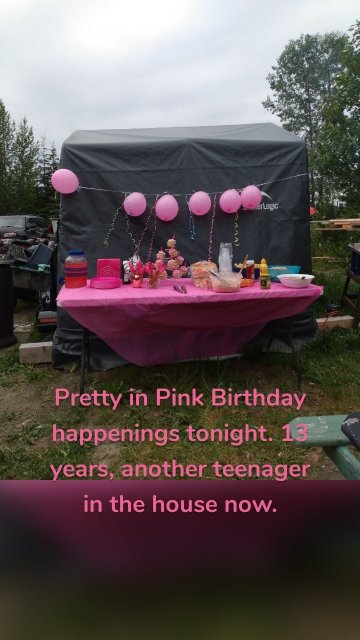 Pretty in Pink Birthday happenings tonight. 13 years, another teenager in the house now.